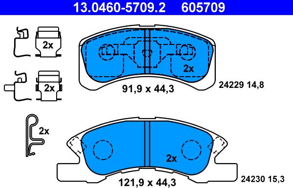 ATE 13.0460-5709.2 - Set placute frana,frana disc www.parts5.com