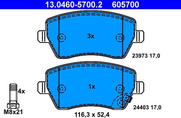 ATE 13.0460-5700.2 - Set placute frana,frana disc www.parts5.com