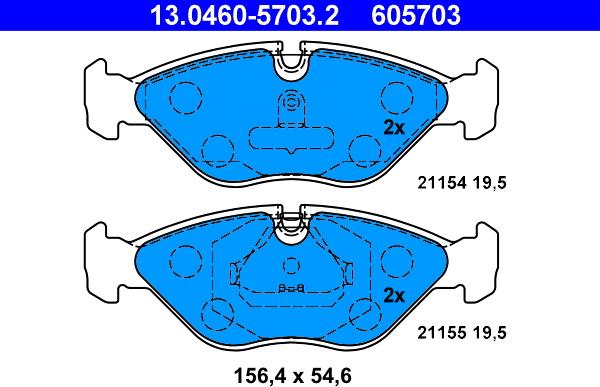 ATE 13.0460-5703.2 - Brake Pad Set, disc brake www.parts5.com