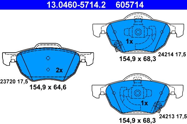 ATE 13.0460-5714.2 - Brake Pad Set, disc brake www.parts5.com