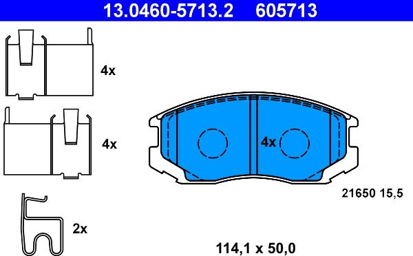 ATE 13.0460-5713.2 - Brake Pad Set, disc brake www.parts5.com