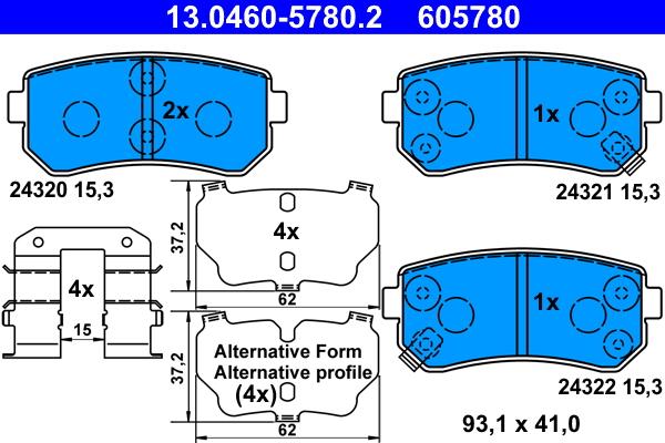 ATE 13.0460-5780.2 - Set placute frana,frana disc www.parts5.com