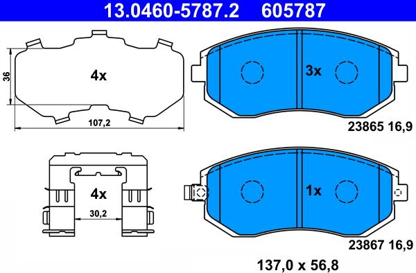 ATE 13.0460-5787.2 - Bremsbelagsatz, Scheibenbremse www.parts5.com