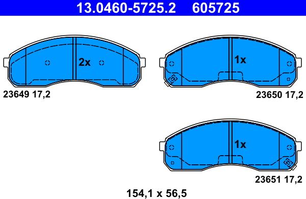 ATE 13.0460-5725.2 - Тормозные колодки, дисковые, комплект www.parts5.com