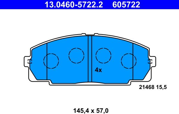 ATE 13.0460-5722.2 - Σετ τακάκια, δισκόφρενα www.parts5.com