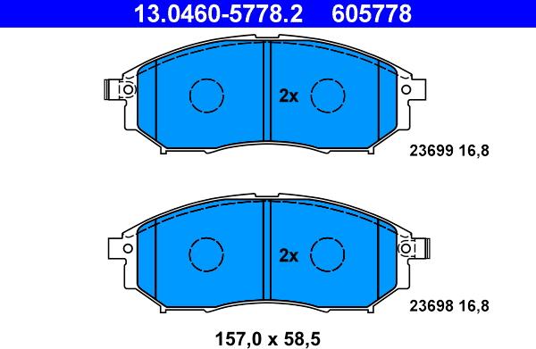 ATE 13.0460-5778.2 - Brake Pad Set, disc brake parts5.com