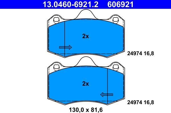 ATE 13.0460-6921.2 - Zestaw klocków hamulcowych, hamulce tarczowe www.parts5.com