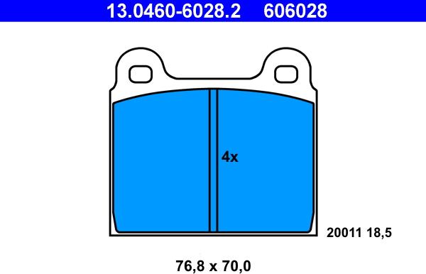 ATE 13.0460-6028.2 - Σετ τακάκια, δισκόφρενα www.parts5.com