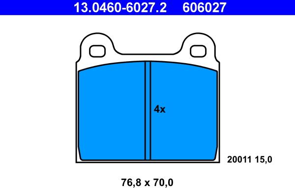 ATE 13.0460-6027.2 - Σετ τακάκια, δισκόφρενα www.parts5.com