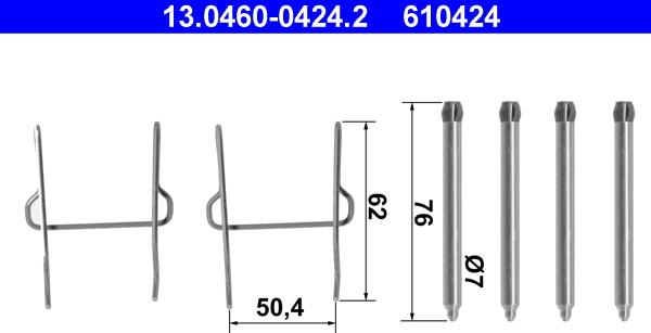 ATE 13.0460-0424.2 - Комплектующие для колодок дискового тормоза www.parts5.com