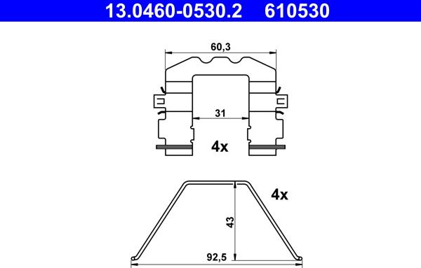 ATE 13.0460-0530.2 - Set accesorii, placute frana www.parts5.com