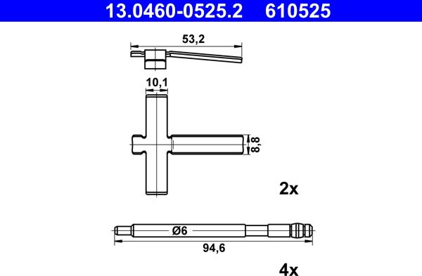 ATE 13.0460-0525.2 - Set accesorii, placute frana www.parts5.com