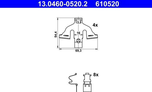 ATE 13.0460-0520.2 - Accessory Kit for disc brake Pads www.parts5.com