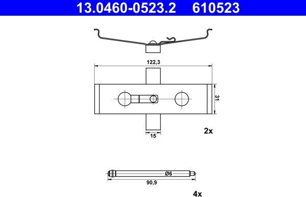 ATE 13.0460-0523.2 - Set accesorii, placute frana www.parts5.com