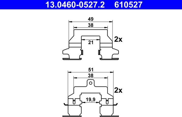 ATE 13.0460-0527.2 - Accessory Kit for disc brake Pads parts5.com