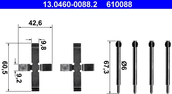 ATE 13.0460-0088.2 - Komplet pribora, obloga disk kočnica www.parts5.com