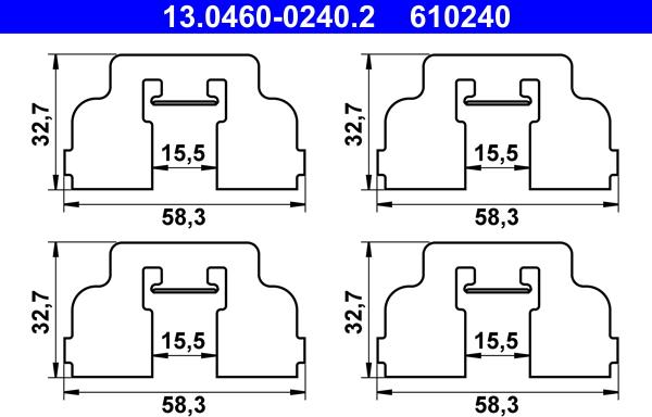 ATE 13.0460-0240.2 - Σετ βοηθ. εξαρτημάτων, τακάκια φρένων www.parts5.com