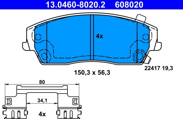 ATE 13.0460-8020.2 - Brake Pad Set, disc brake www.parts5.com