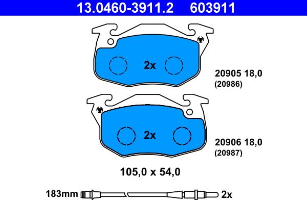 ATE 13.0460-3911.2 - Juego de pastillas de freno www.parts5.com