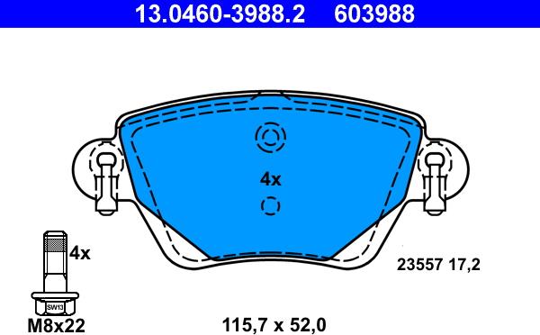 ATE 13.0460-3988.2 - Set placute frana,frana disc www.parts5.com