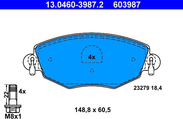 ATE 13.0460-3987.2 - Set placute frana,frana disc www.parts5.com