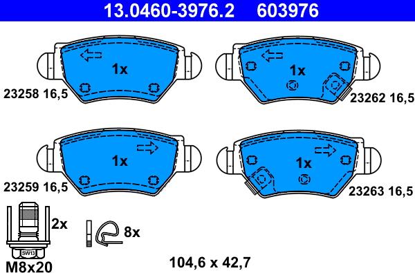 ATE 13.0460-3976.2 - Fékbetétkészlet, tárcsafék www.parts5.com