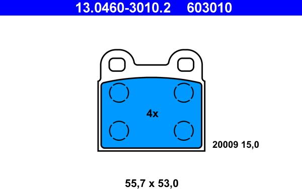 ATE 13.0460-3010.2 - Bremsbelagsatz, Scheibenbremse www.parts5.com