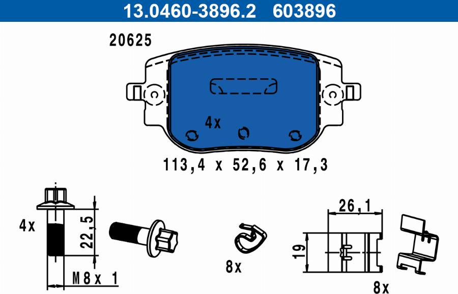 ATE 13.0460-3896.2 - Fren balata seti, diskli fren www.parts5.com