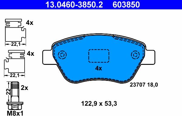 ATE 13.0460-3850.2 - Juego de pastillas de freno www.parts5.com