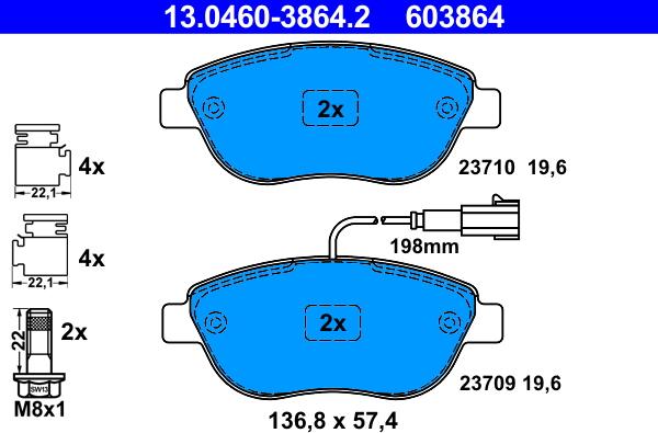 ATE 13.0460-3864.2 - Set placute frana,frana disc www.parts5.com