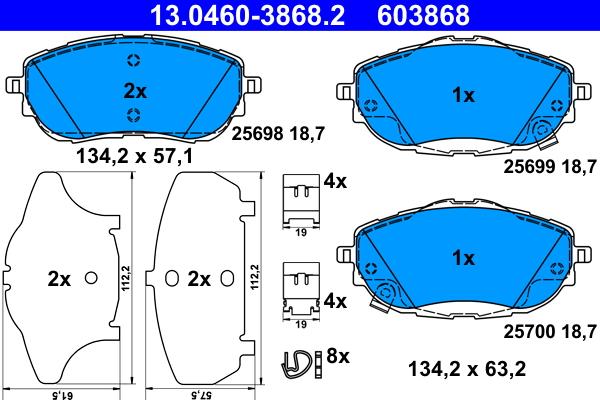 ATE 13.0460-3868.2 - Brake Pad Set, disc brake www.parts5.com