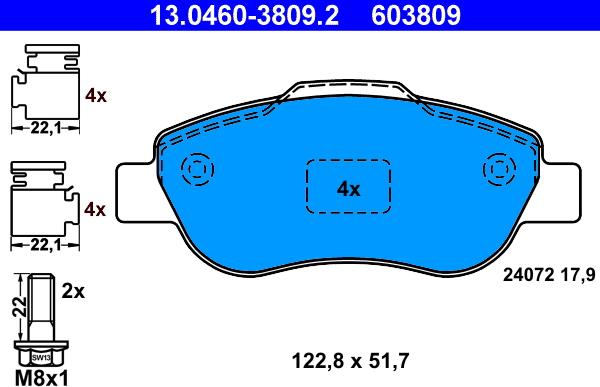 ATE 13.0460-3809.2 - Set placute frana,frana disc www.parts5.com