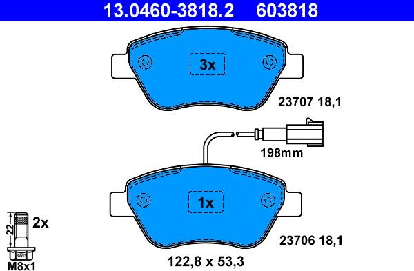 ATE 13.0460-3818.2 - Set placute frana,frana disc www.parts5.com