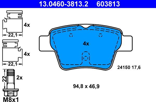 ATE 13.0460-3813.2 - Set placute frana,frana disc www.parts5.com