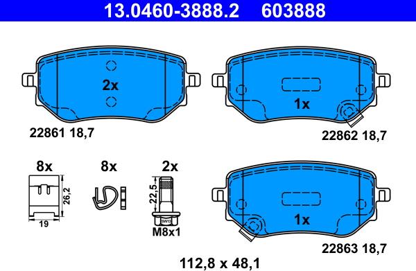 ATE 13.0460-3888.2 - Juego de pastillas de freno www.parts5.com