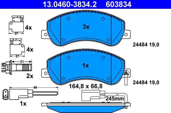 ATE 13.0460-3834.2 - Set placute frana,frana disc www.parts5.com