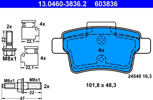 ATE 13.0460-3836.2 - Set placute frana,frana disc www.parts5.com