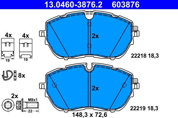 ATE 13.0460-3876.2 - Brake Pad Set, disc brake www.parts5.com