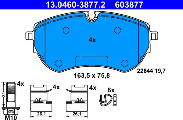 ATE 13.0460-3877.2 - Set placute frana,frana disc www.parts5.com