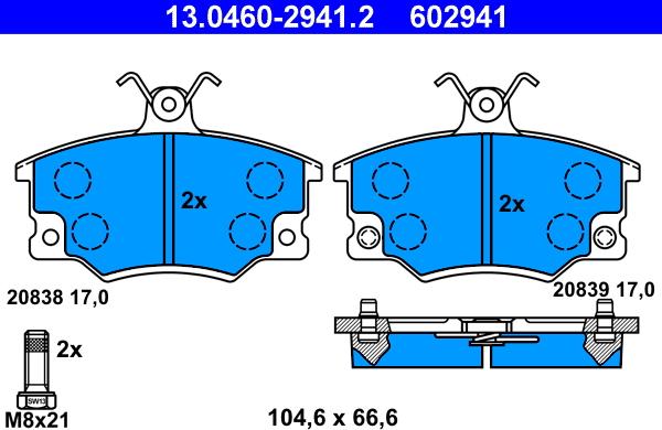 ATE 13.0460-2941.2 - Kit de plaquettes de frein, frein à disque www.parts5.com