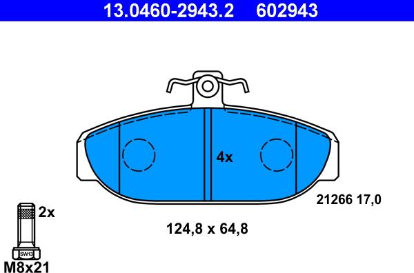 ATE 13.0460-2943.2 - Set placute frana,frana disc www.parts5.com