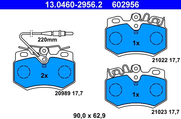 ATE 13.0460-2956.2 - Brake Pad Set, disc brake www.parts5.com