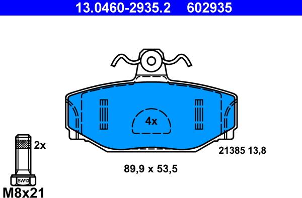 ATE 13.0460-2935.2 - Set placute frana,frana disc www.parts5.com