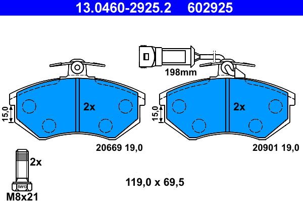 ATE 13.0460-2925.2 - Kit de plaquettes de frein, frein à disque www.parts5.com