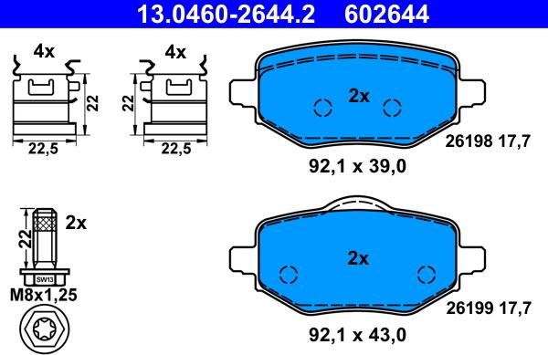 ATE 13.0460-2644.2 - Sada brzdových destiček, kotoučová brzda www.parts5.com