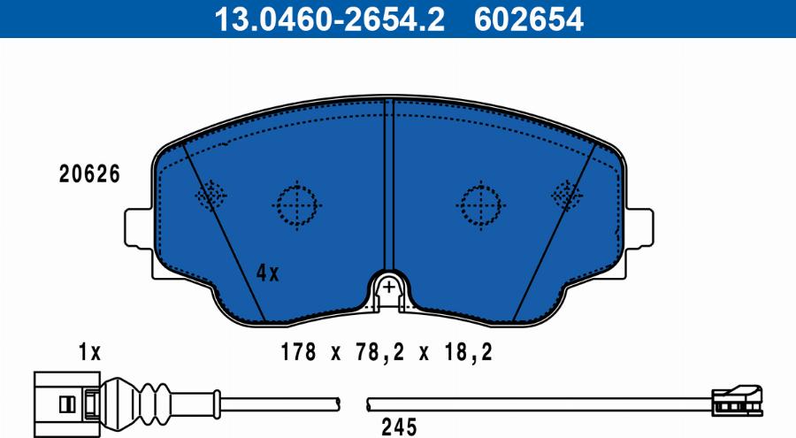 ATE 13046026542 - Brake Pad Set, disc brake www.parts5.com