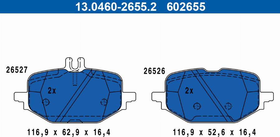 ATE 13046026552 - Brake Pad Set, disc brake www.parts5.com