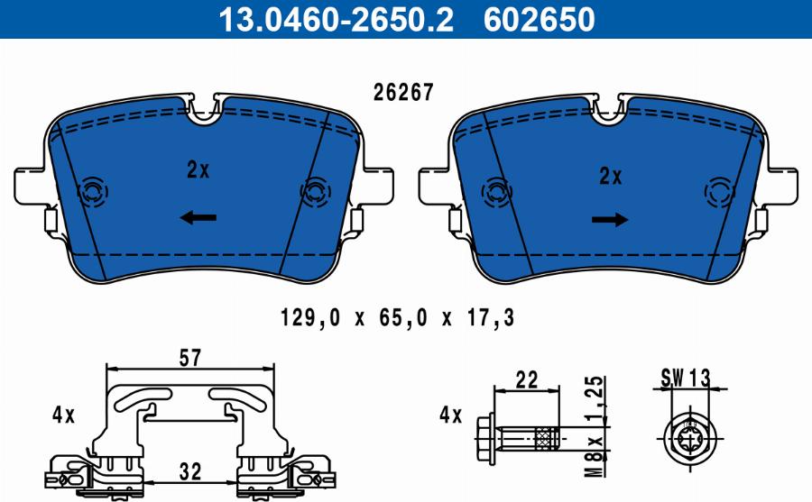 ATE 13.0460-2650.2 - Juego de pastillas de freno www.parts5.com