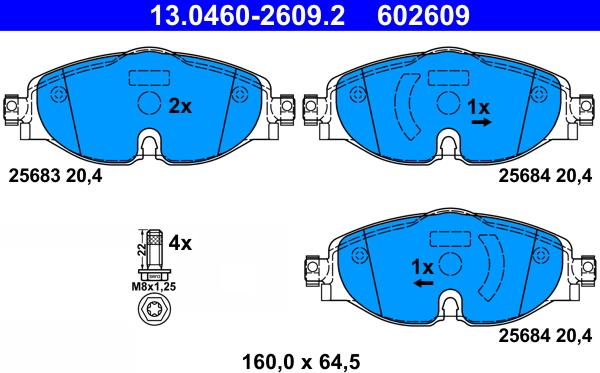 ATE 13.0460-2609.2 - Sada brzdových destiček, kotoučová brzda www.parts5.com