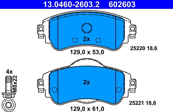 ATE 13.0460-2603.2 - Brake Pad Set, disc brake www.parts5.com